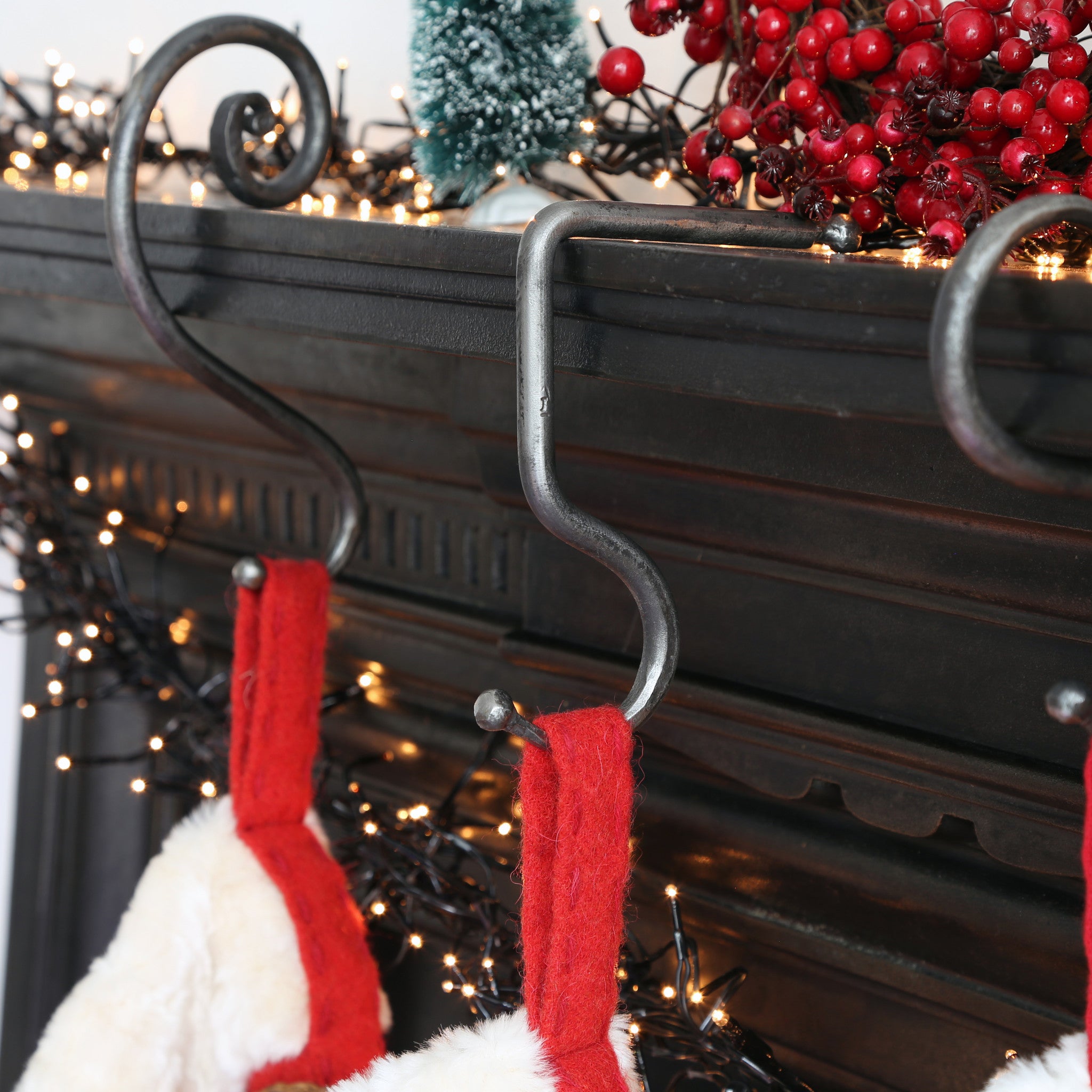 Wrought iron 2025 mantel hooks