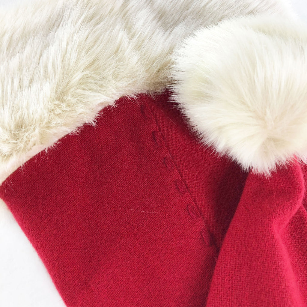 Luxury Santa hat lovingly handmade from huggable ivory faux fur trim