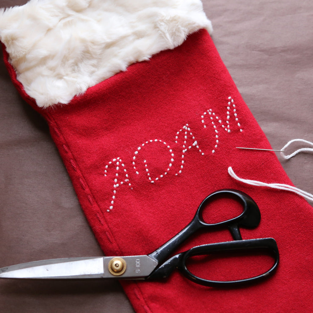 Luxury medium size Christmas stocking personalised for Adam