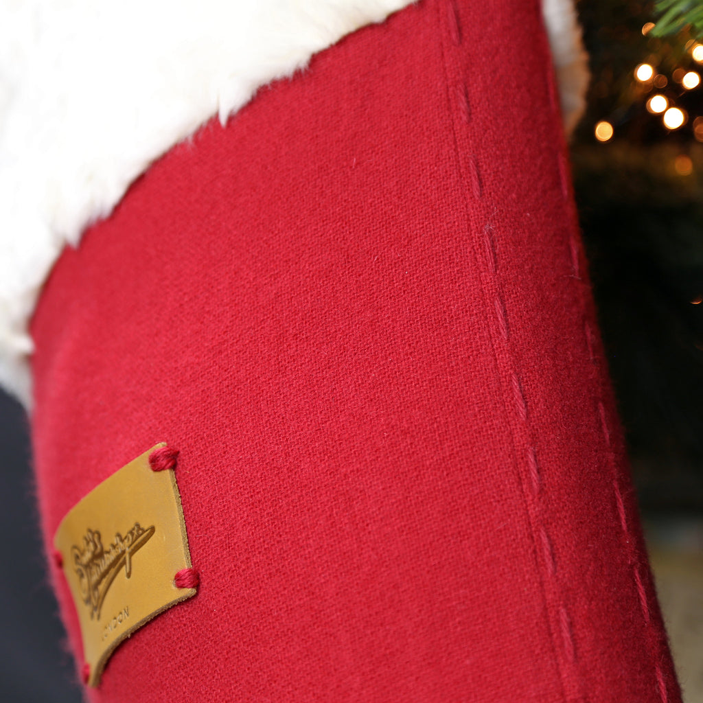 High-end Christmas stocking with hand-stitched side panel