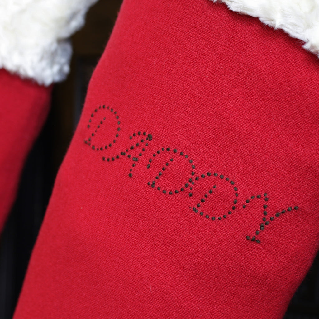 Personalised Christmas stocking for daddy in brown