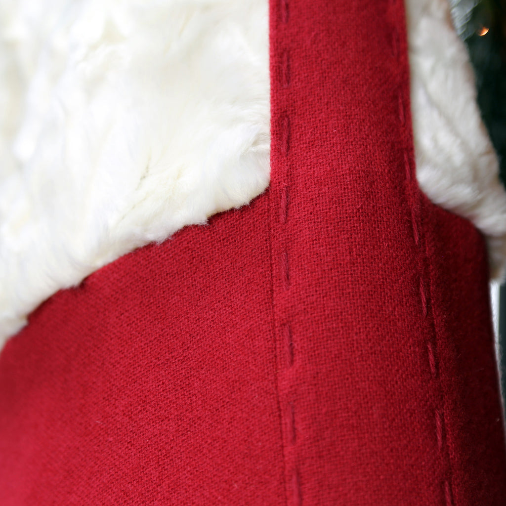 Handmade saddle stitched panel of the Christmas stocking